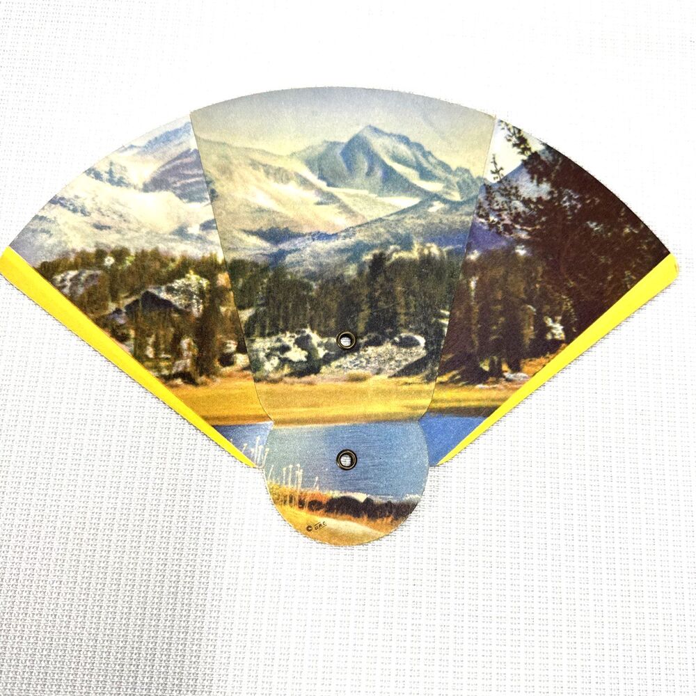 Vintage Cardboard Advertising Fan, Tri Fold style, Mountain Scene, Ambler, PA